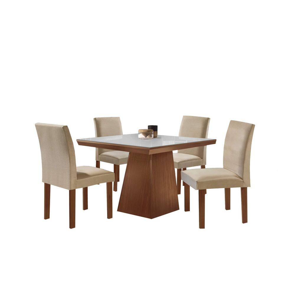Conjunto Mesa de Jantar Pietra 135×90 4 Cadeiras LJ